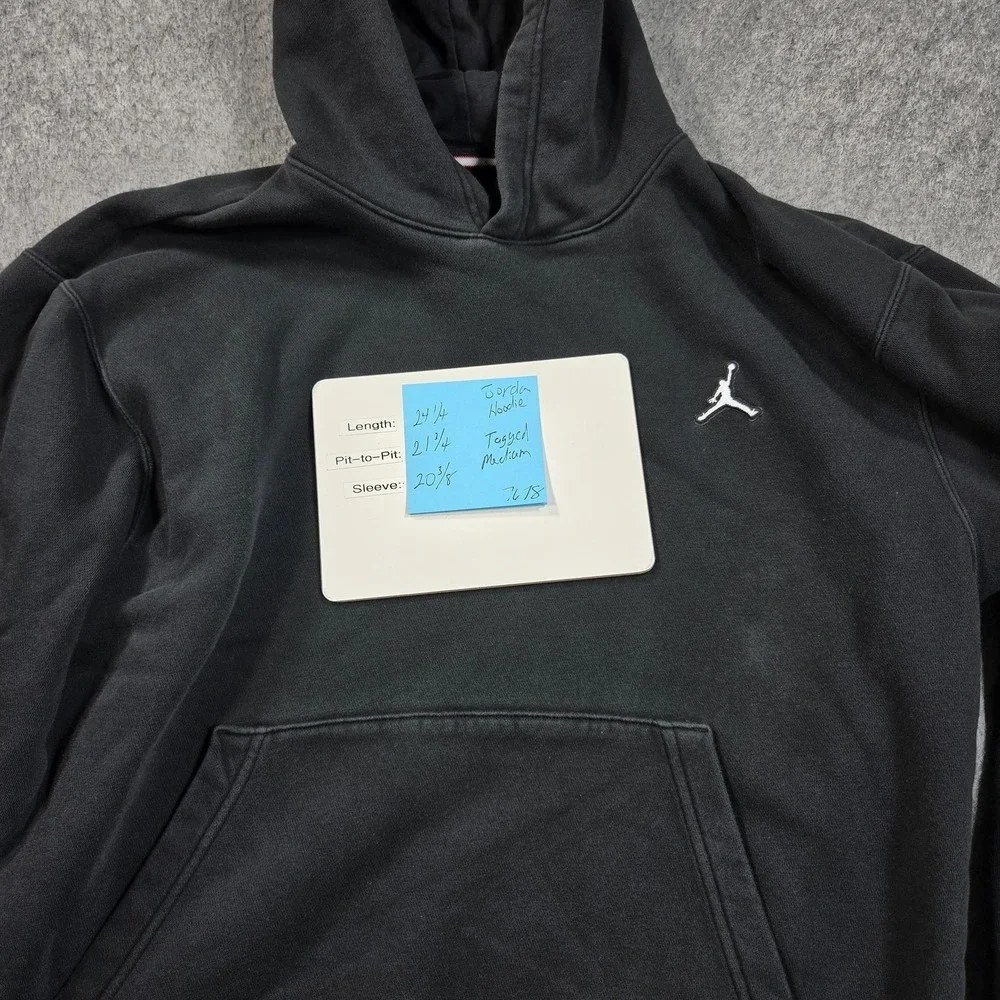Jordan Hoodie Sweatshirt Mens Medium Black Pullover Jumpman Logo DQ7465-010